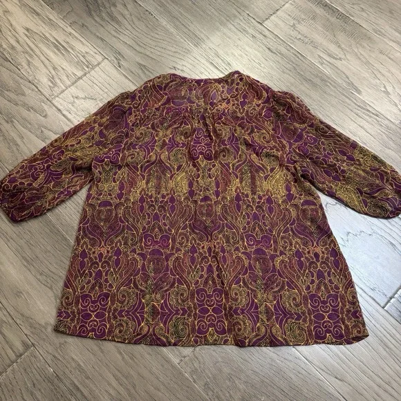 Petticoat Alley Women's XS ‎ Multi color Blouse Feminine BOHO 3/4 sleeve - Picture 8 of 8